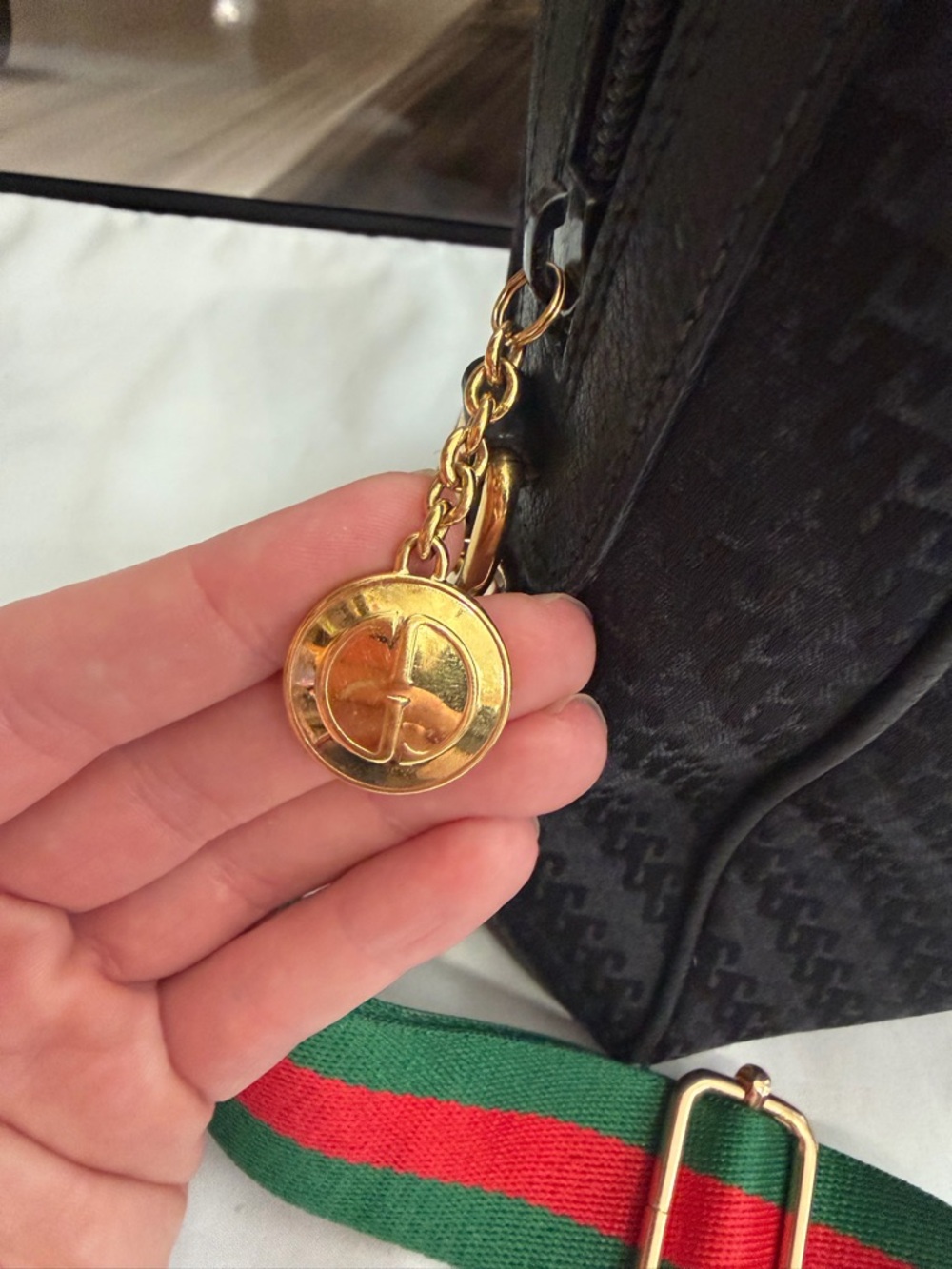 Vintage GUCCI Black Monogram Boston Bag - Picture 5 of 13
